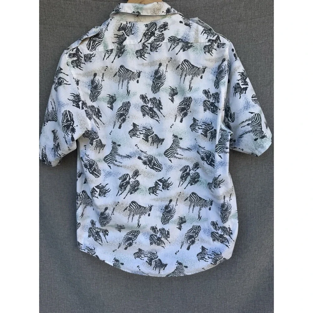 Vtg Diane Von Furstenberg Shirt Women Medium Zebra Print Safari Button Up 90s - Picture 7 of 7